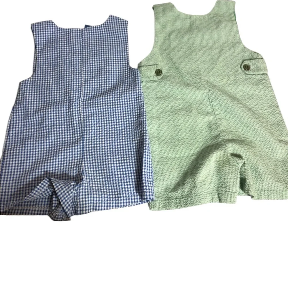 Bundle of 2 Turtle appliqué Rompers Gingham stripe novelty 24M summer pr…